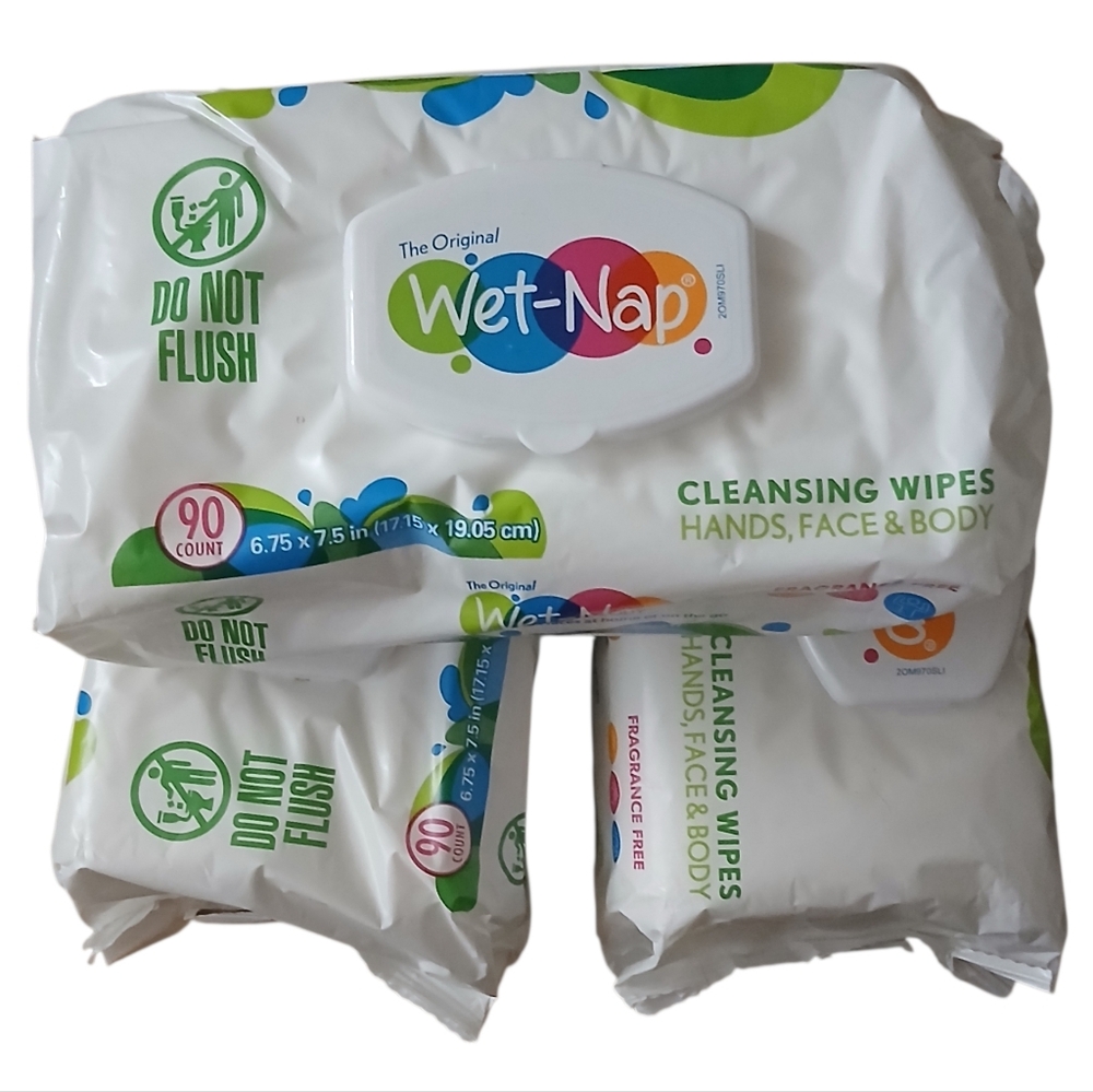 The Original Wet Nap Cleansing Wipes NWT NIP 3 packs of 90 ct